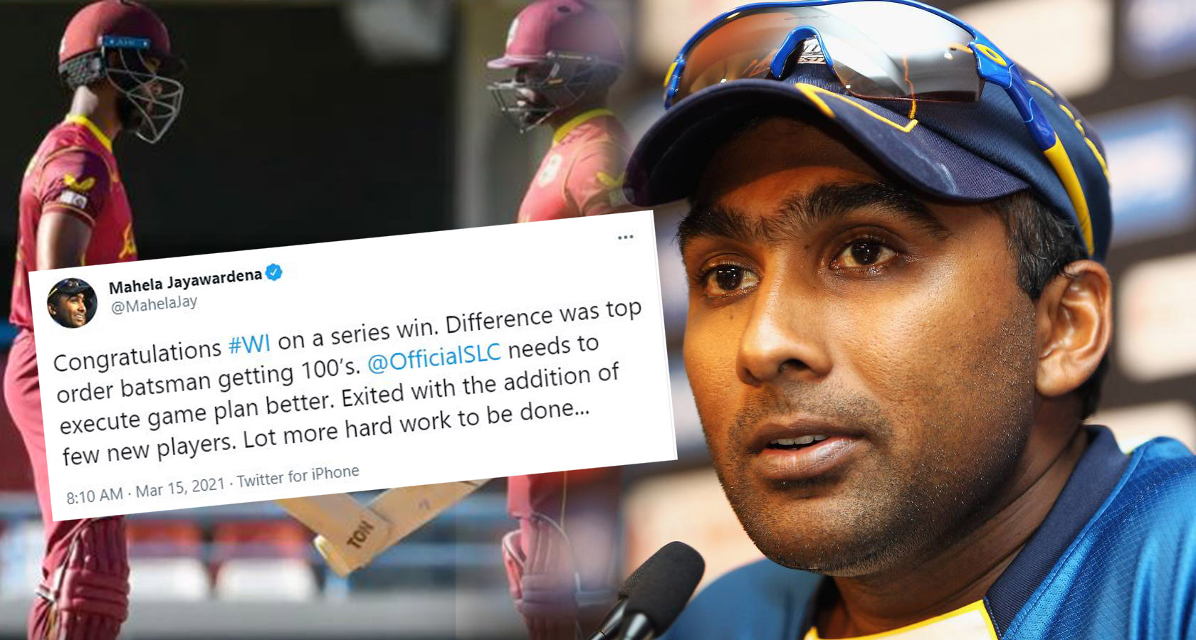 තරගාවලියේ පරාජය ගැන මහේල තැබූ සටහන